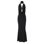 Backless Wrap Neck Bodycon Slit Dress