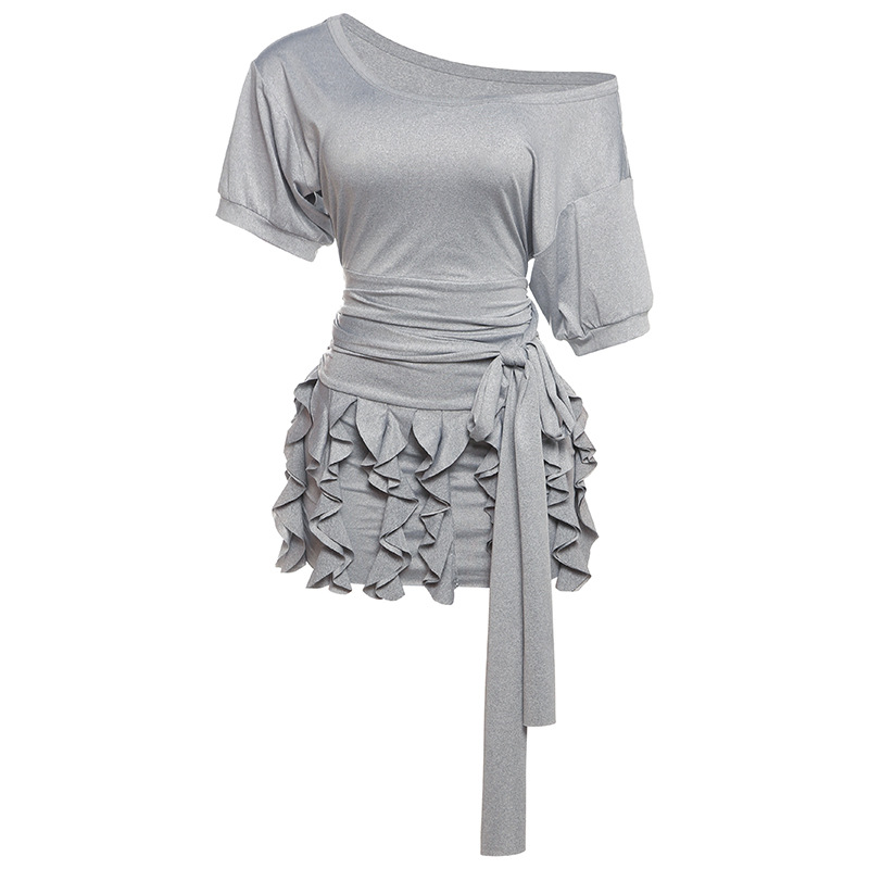 Strappy Oblique - necked Slim - fitting Sexy Pencil Mini Dress