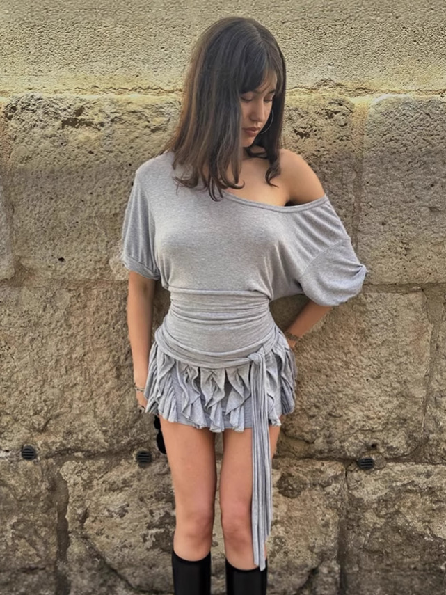 Strappy Oblique - necked Slim - fitting Sexy Pencil Mini Dress