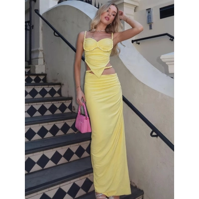 Ruffled Cami Top and Bodycon Skirt Set 02