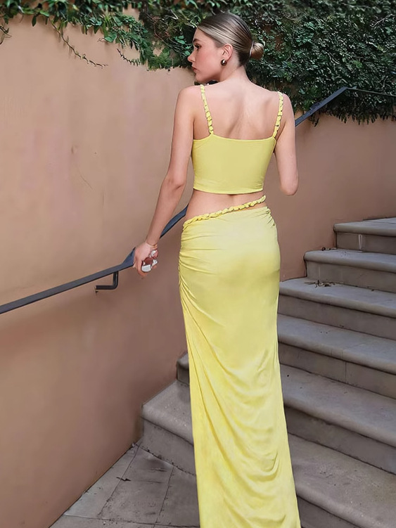 Ruffled Cami Top and Bodycon Skirt Set