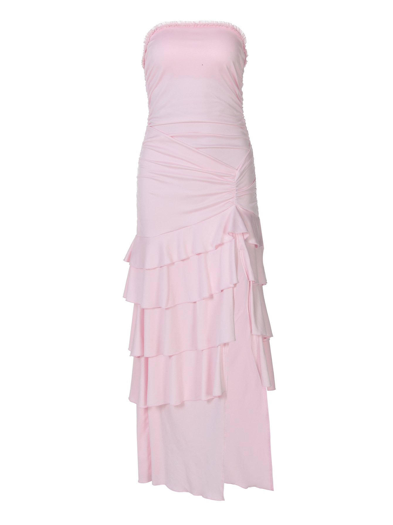 Ruffled Mermaid Halter Long Split Dress 