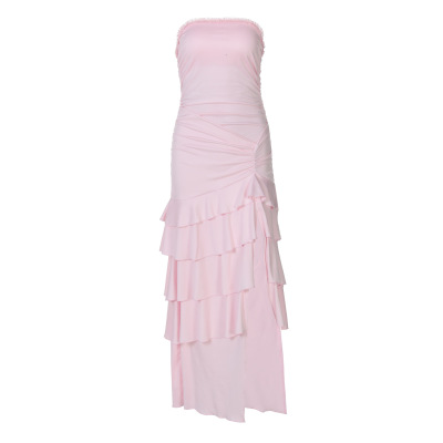Ruffled Mermaid Halter Long Split Dress  01