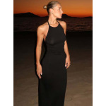 Boho Halter Backless Long Sheer Dress