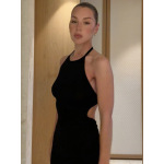 Boho Halter Backless Long Sheer Dress