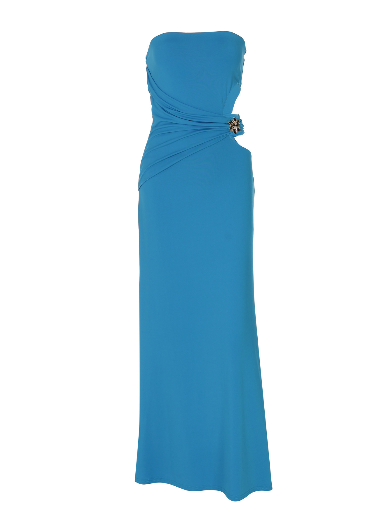 Cutout Metallic Waist-Crop Maxi Dress