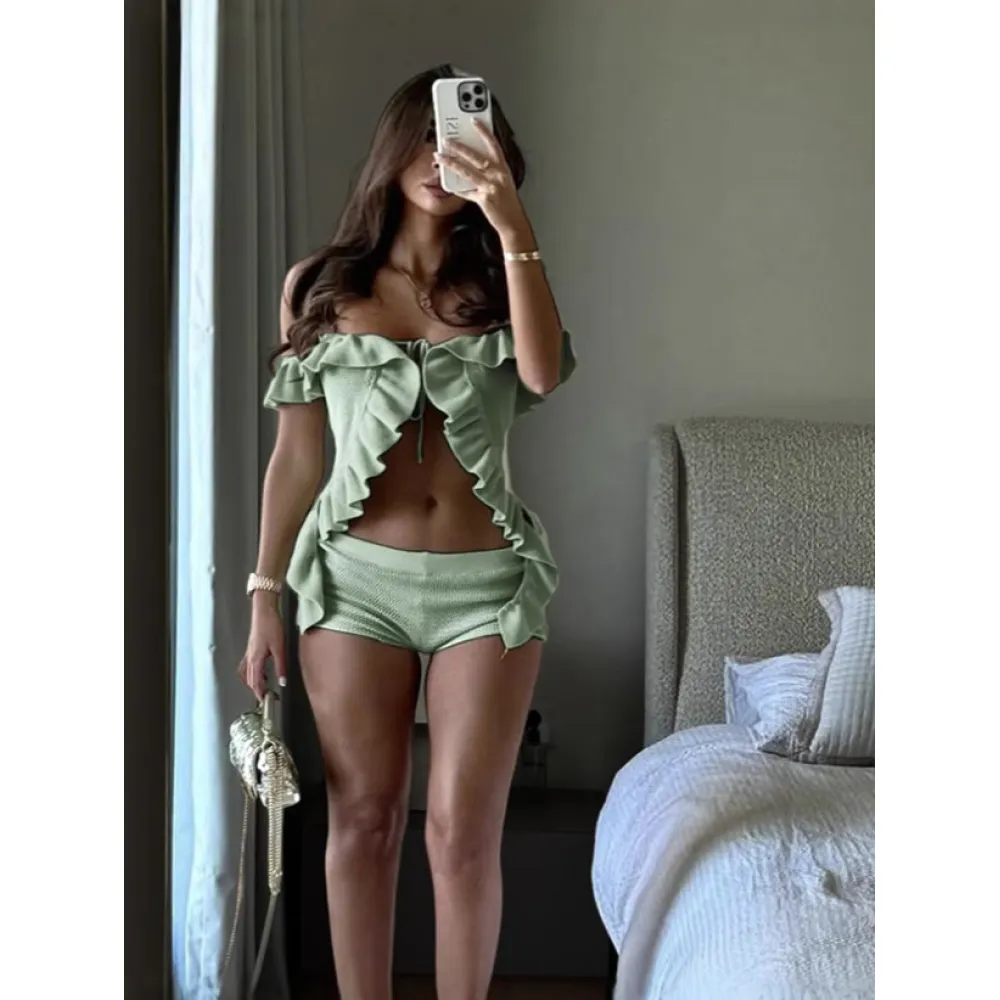 Crop Top & High-Waist Shorts Set