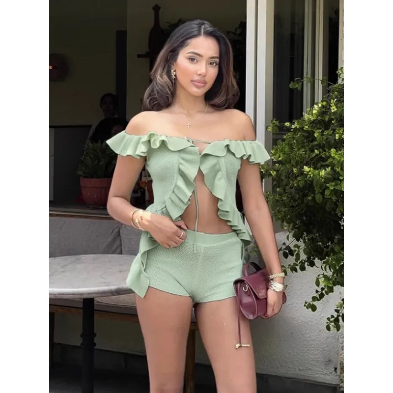 Crop Top & High-Waist Shorts Set