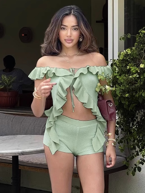 Crop Top & High-Waist Shorts Set