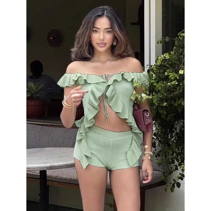 Crop Top & High-Waist Shorts Set