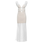 Instagram Style Y2K Sheer V-Neck Backless Tie Waist Bodycon Dress