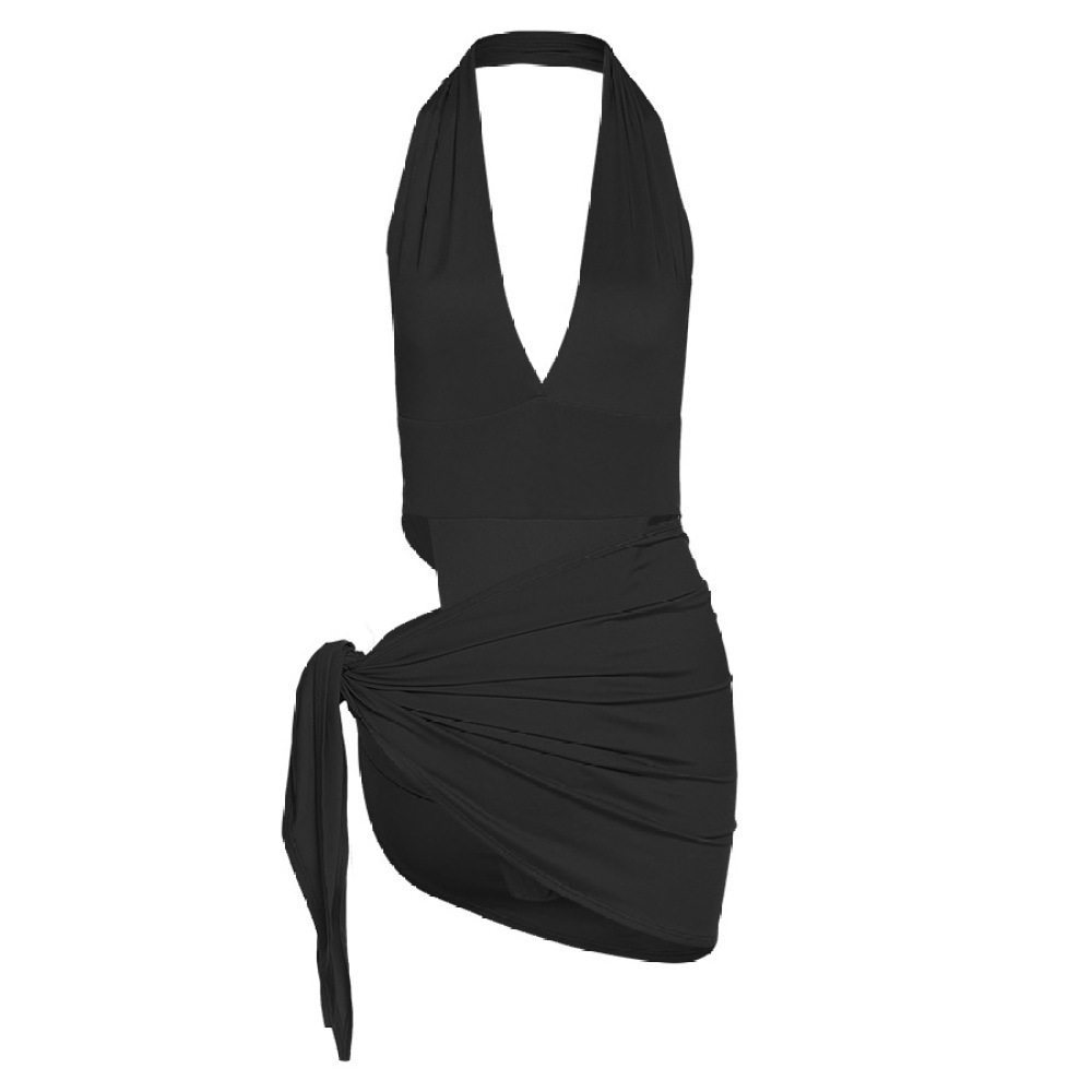 Sexy V-Neck Backless Crop Top & Bodycon Mini Skirt Set
