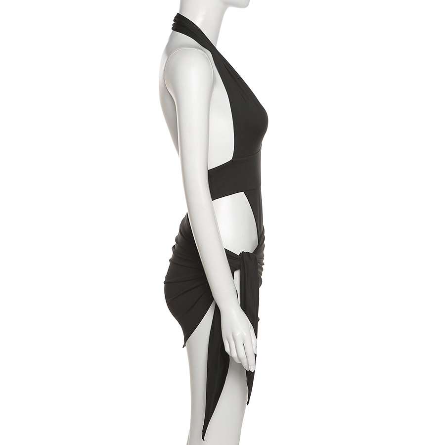 Sexy V-Neck Backless Crop Top & Bodycon Mini Skirt Set