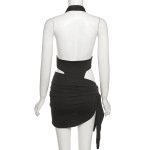 Sexy V-Neck Backless Crop Top & Bodycon Mini Skirt Set