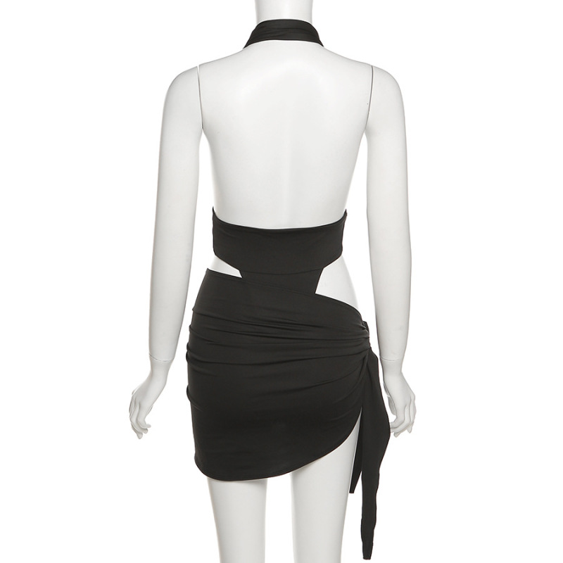 Sexy V-Neck Backless Crop Top & Bodycon Mini Skirt Set