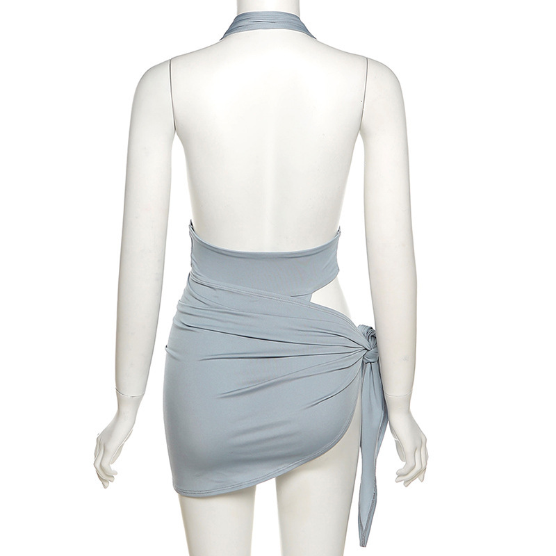 Sexy V-Neck Backless Crop Top & Bodycon Mini Skirt Set