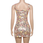 Sparkly Square Neck Bodycon Slit Dress