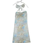 Women's Halter Neck Beaded Chain Detail Bodycon Backless Mini Dress