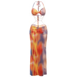 Women's Halter Neck Beaded Chain Detail Bodycon Backless Mini Dress