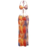 Women's Halter Neck Beaded Chain Detail Bodycon Backless Mini Dress