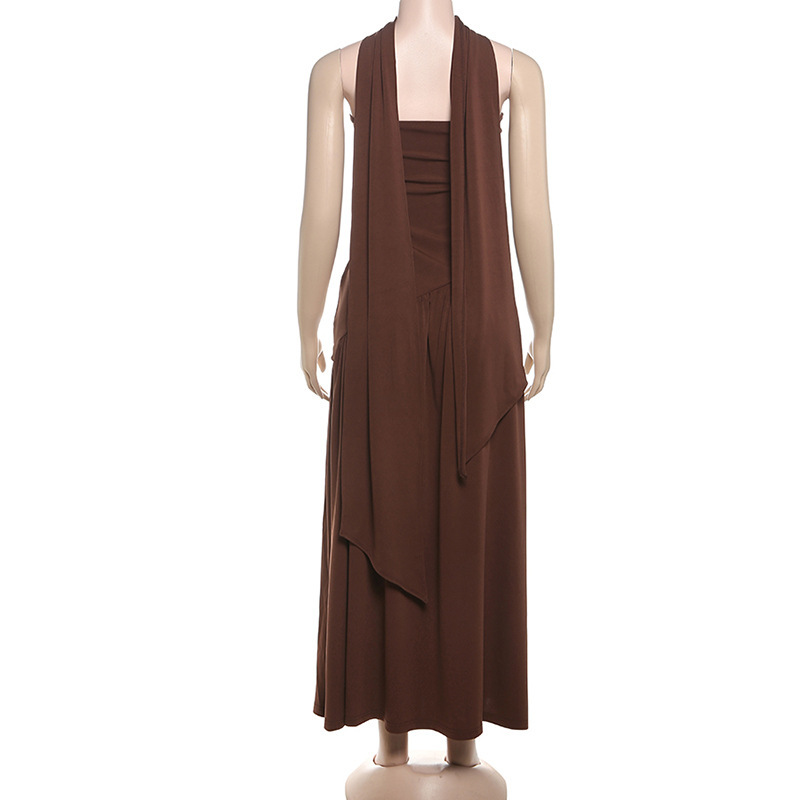 Elegant Wrap-Collar Solid Color Bodycon Midi Dress