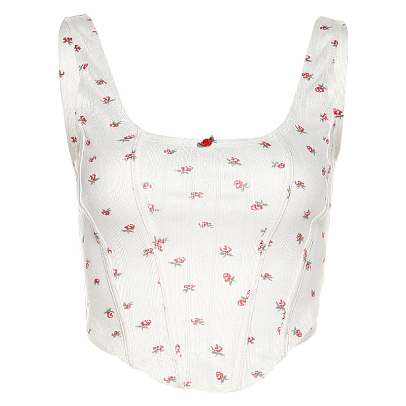 Fashionable Spaghetti Strap Printed Crop Top & Bodycon Midi Skirt Set