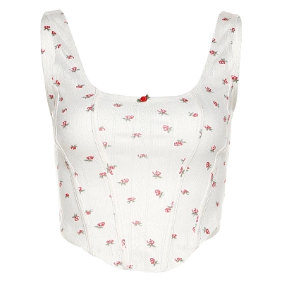 Fashionable Spaghetti Strap Printed Crop Top & Bodycon Midi Skirt Set 02