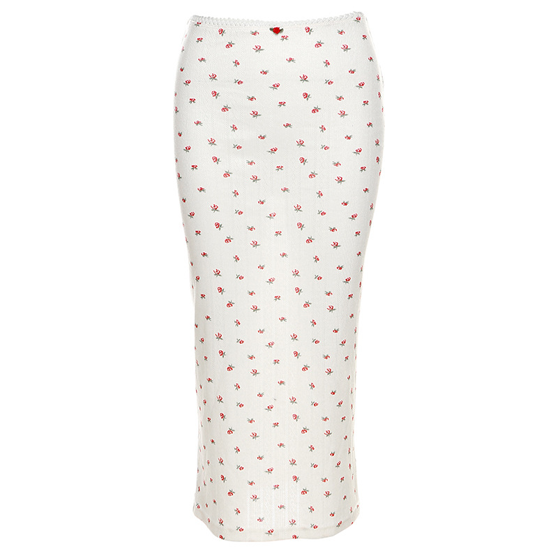 Fashionable Spaghetti Strap Printed Crop Top & Bodycon Midi Skirt Set