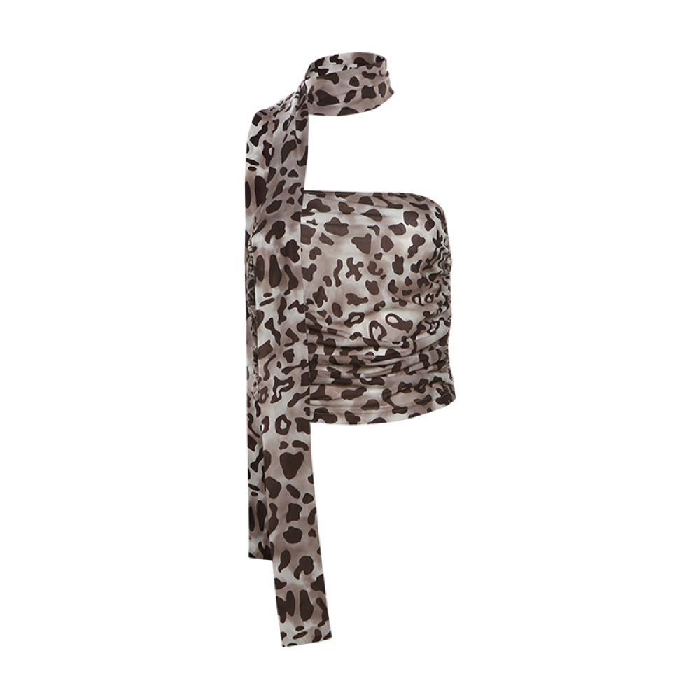 New Leopard Print Scarf & Tube Top Set for Women