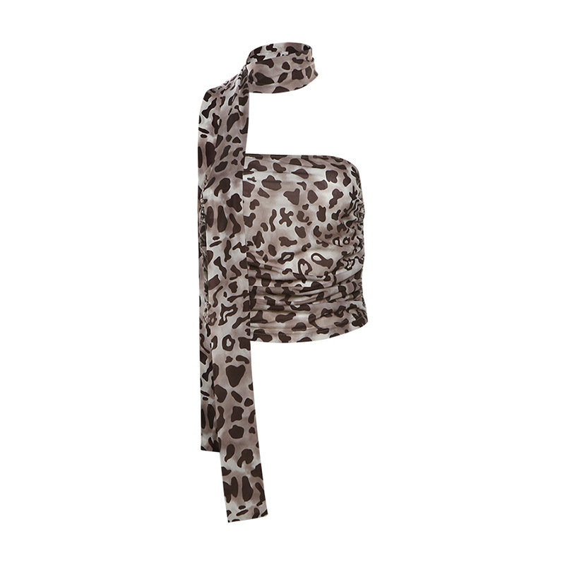 New Leopard Print Scarf & Tube Top Set for Women