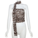 New Leopard Print Scarf & Tube Top Set for Women