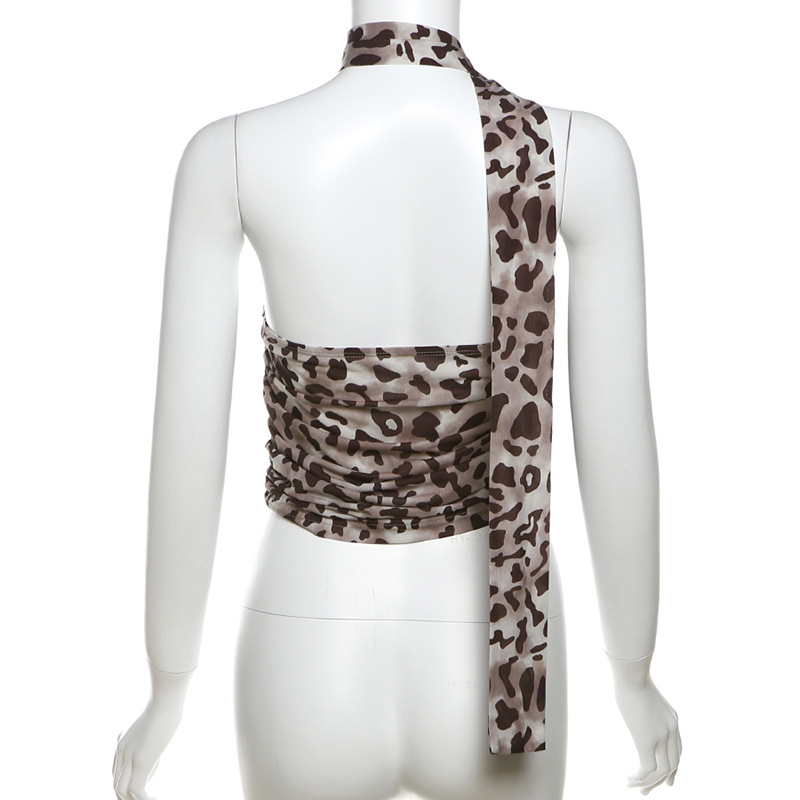New Leopard Print Scarf & Tube Top Set for Women