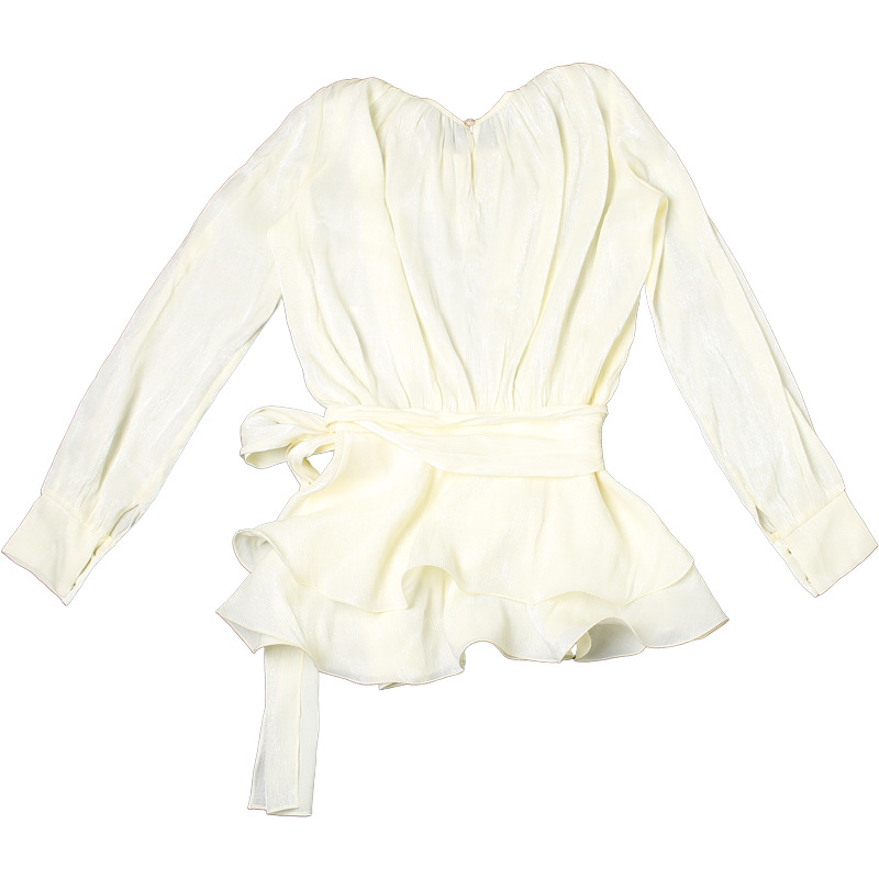 2025 New High-Quality Round Neck Tie-Waist Long Sleeve Top & Solid Color Fitted Shorts Set