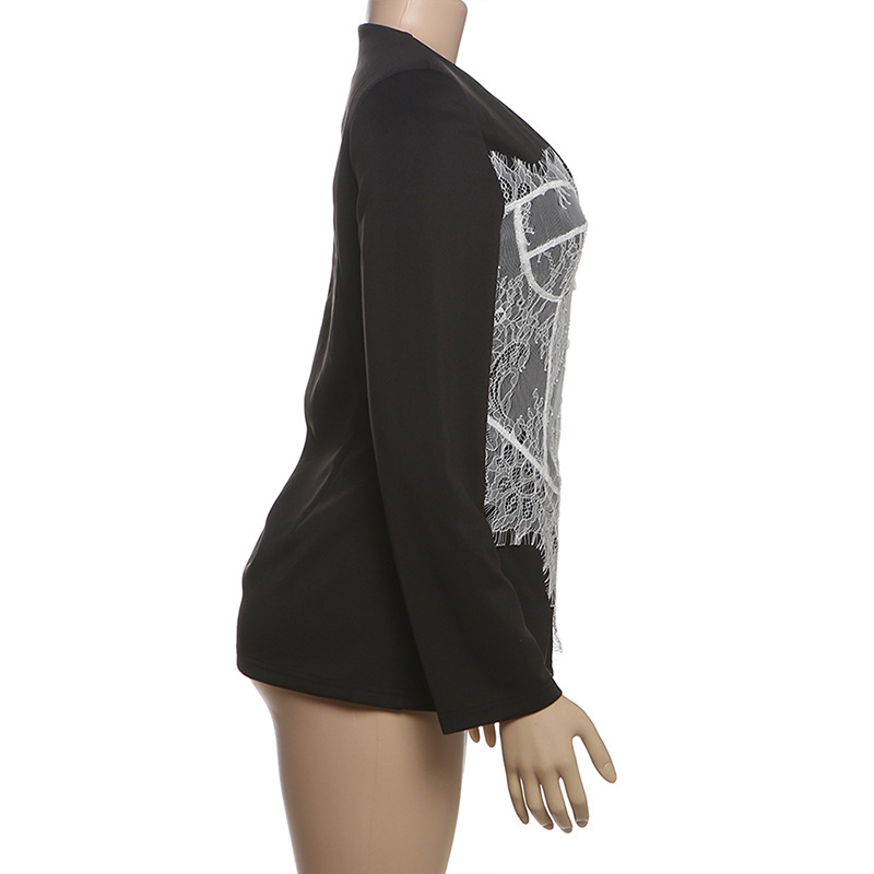 2025 New Stylish Slim-Fit Lace-Trim Button V-Neck Blazer for Women