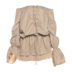 Sexy Solid Color Off-Shoulder Backless Dress with Tie Waist & Flared Bell Sleeves