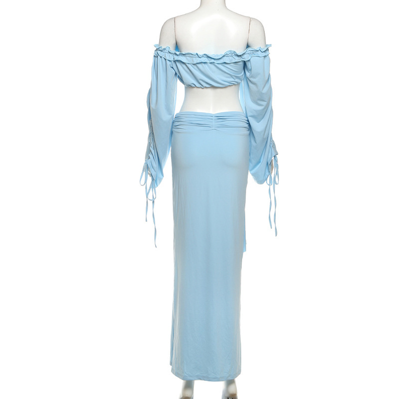 Slim-Fit Sexy Crop Top & High-Waisted Midi Skirt Set