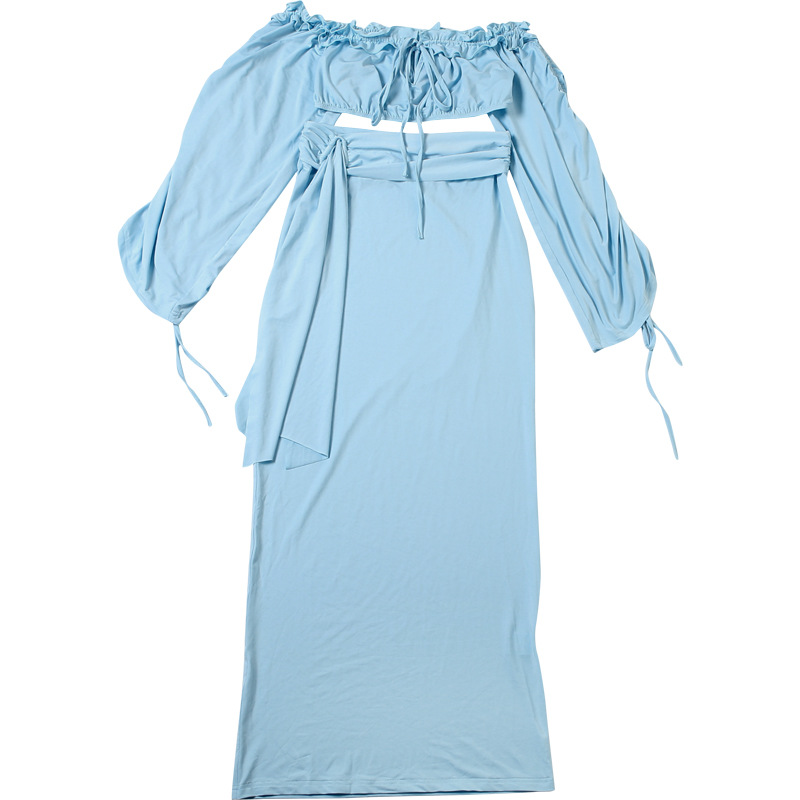 Slim-Fit Sexy Crop Top & High-Waisted Midi Skirt Set