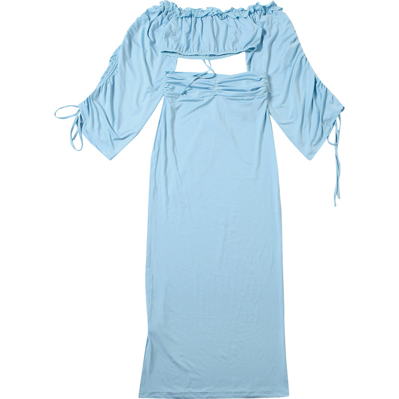 Slim-Fit Sexy Crop Top & High-Waisted Midi Skirt Set