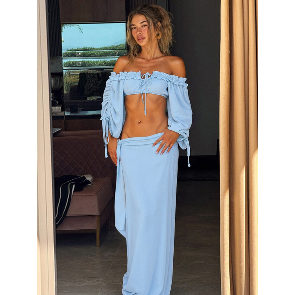 Slim-Fit Sexy Crop Top & High-Waisted Midi Skirt Set