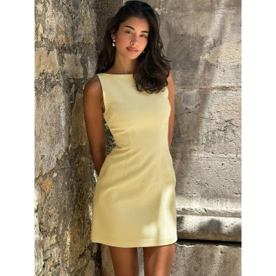 Sleeveless Back Zip Short Fitted Dress 02