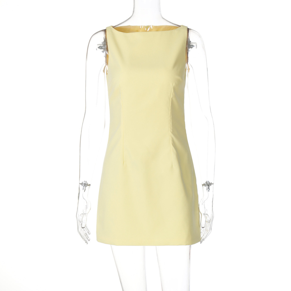 Sleeveless Back Zip Short Fitted Dress