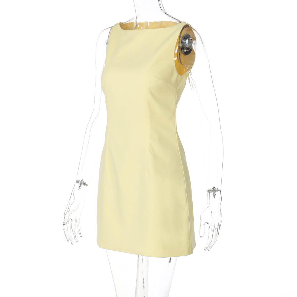 Sleeveless Back Zip Short Fitted Dress