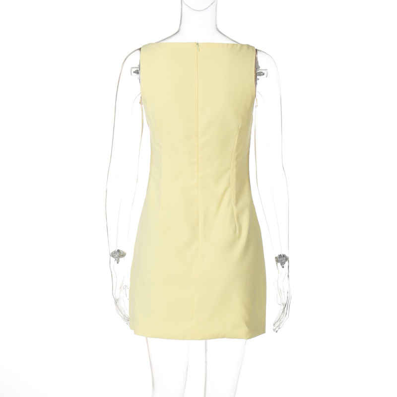 Sleeveless Back Zip Short Fitted Dress