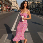 Sexy Bohemian Resort Style Mini Floral Print Halter Swing Dress