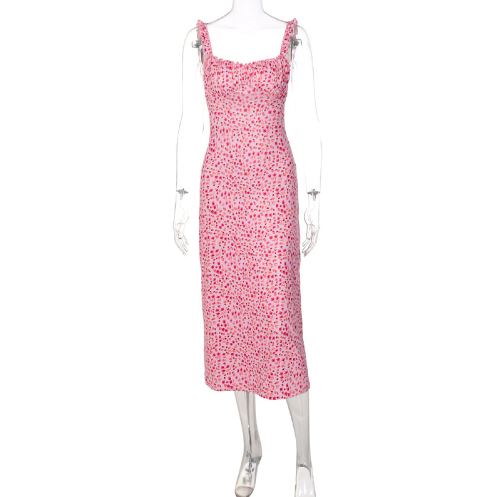 Sexy Bohemian Resort Style Mini Floral Print Halter Swing Dress