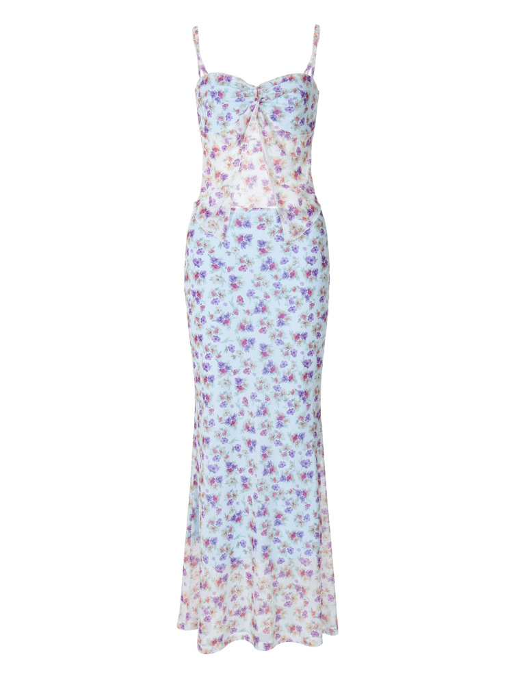 Sexy Double-Layer Mesh Strap Bodycon Midi Dress