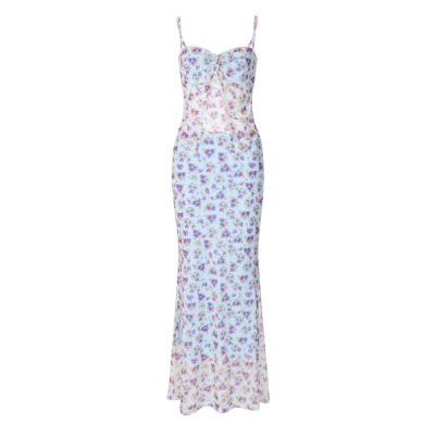 Sexy Double-Layer Mesh Strap Bodycon Midi Dress 01