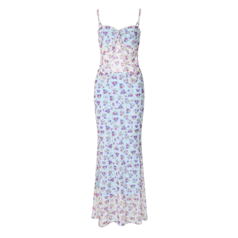 Sexy Double-Layer Mesh Strap Bodycon Midi Dress