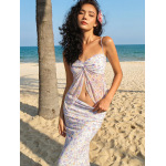 Sexy Double-Layer Mesh Strap Bodycon Midi Dress