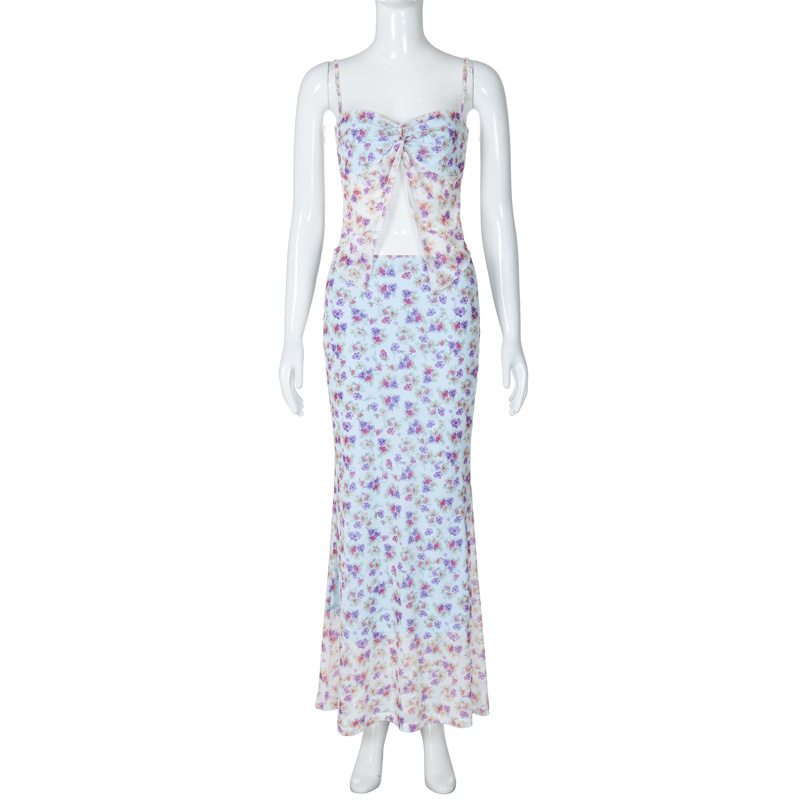 Sexy Double-Layer Mesh Strap Bodycon Midi Dress